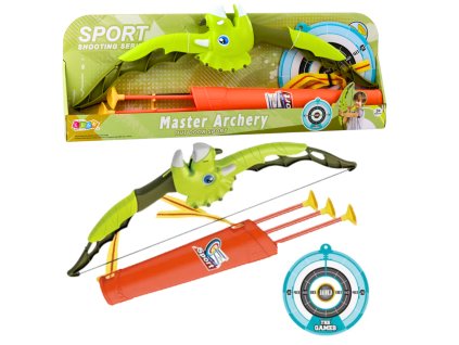 Střelecký Luk Zelený Dinosaurus s Přísavkovými Šípy a Terčem
