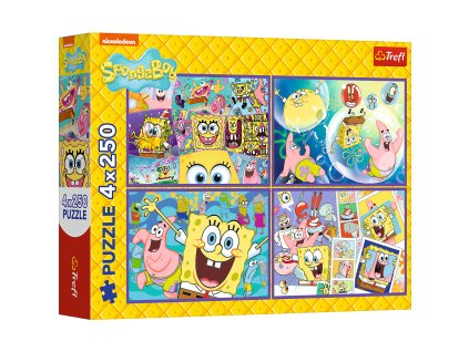 Puzzle - 4x250 - Bláznivý svět SpongeBoba - Trefl 13342