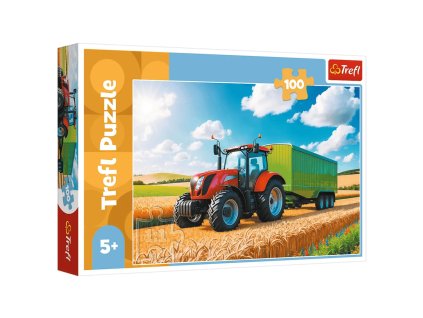 Puzzle 100 - Zemědělské stroje - traktor s přívěsem Trefl 16494