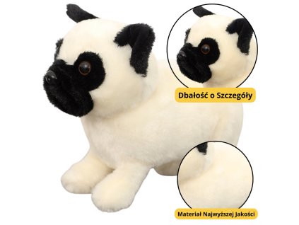 Plusová Plyšová Hračka Pes Mops Bílý 19cm