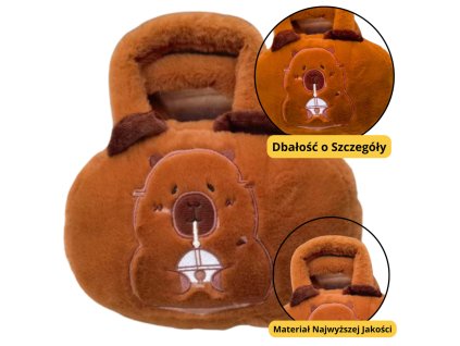 Plyšová taška s kapybarou s hrnkem hnědá 20cm