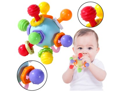 Barevná Senzorická Hračka s Chrastítkem pro Kojence