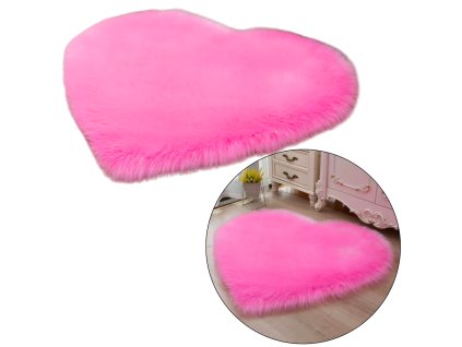 Malý Koberec Plyšový Protiskluzový Srdíčko Růžový 40x50