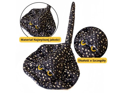 Plyšová Hračka Rejnok Černý s Puntíky 50cm