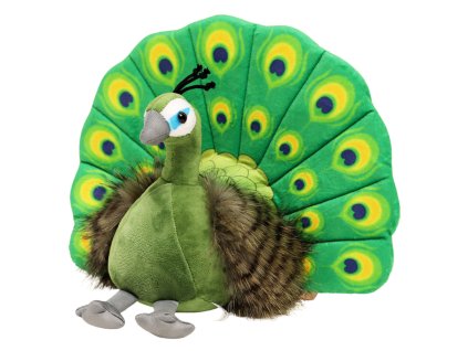 Elegantní Zelený Páv Plyšová Hračka 30cm