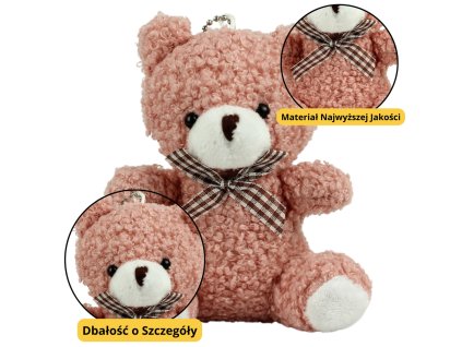 Růžový Plyšový Medvěd Přívěsek Dekorace 8cm