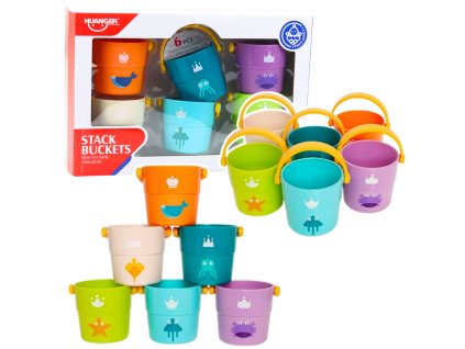 Sada Barevných Koupacích Kyblíků s Otvory 6ks