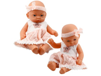 Panenka Miminko Růžové Šatičky S Krajkou a Hvězdičkou Čelenka