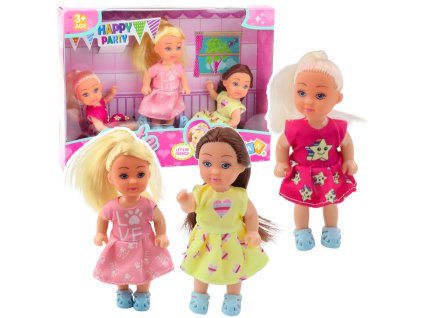Sada 3 Mini Panenek Narozeninová Párty Panenka Narozeniny Šaty 3 Ks