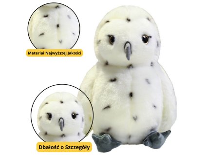 Plyšová Sova Bílý Pták Plyšák Hračka Mazlíček 23cm