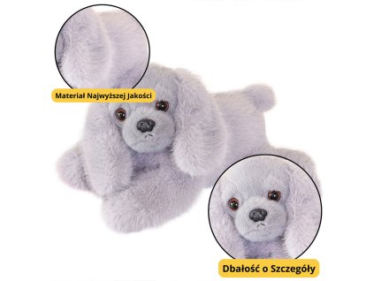 Plyšový Pejsek Kokršpaněl S Barevnými Tlapkami Šedý 30cm