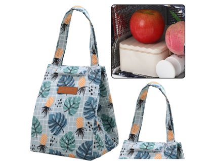 Izolační termotaška na obědy s motivem listů a ananasů 25 cm