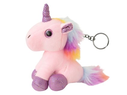 Plyšový Jednorožec Klíčenka Kovový Kroužek Růžový 12cm