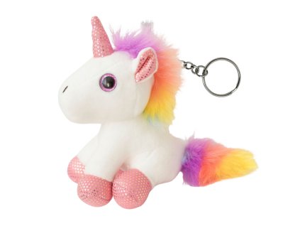 Plyšový jednorožec přívěsek na klíče bílý 12cm