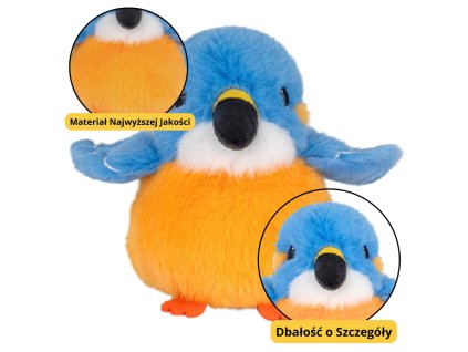 Plyšová Mazlík Ptaček Modro-Oranžový 12cm s Přívěskem