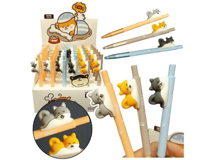 Gelové Pero s Figrukou Pejska Shiba Modrý Inkoust 0.5mm