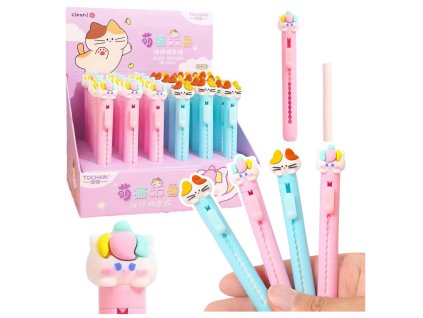 Vysouvací Guma v Písku s Figurkou Kočky Modro Růžová