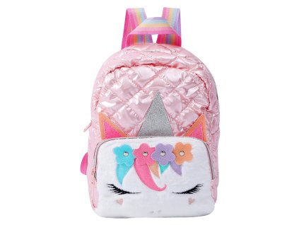 Dětský školní batoh prošívaný Jednorožec růžový 32cm