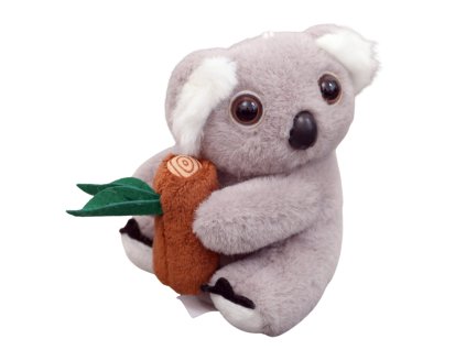 Plyšový Přívěsek Koala s Větvičkou Šedý Karabina Zlatá 12cm