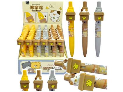 Gelový Pero S Kočkou V Krabičce Modrý Inkoust 0.5mm