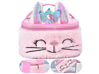 Dětská Flitrová Kosmetická Taštička Králíček Růžová 20cm