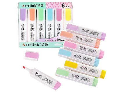 Sada Pastelových Zvýrazňovačů Školní Kancelářské 6ks