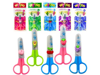 Školní oboustranné nůžky s bezpečnostní krytkou Mix 12 cm