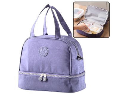 Izolační termotaška na obědy s nastavitelným popruhem fialová 27cm