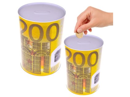 Kovová Pokladnička Plechovka Bankovka 200 Euro 16,5 x 12 cm