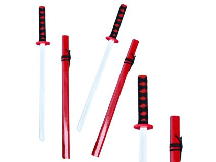Dřevěná Katana Meč na Hraní Trénink Rekvizita Červená 70 cm