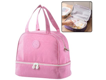 Izolační Termotaška na Svačinu s Nastavitelným Páskem Růžová 27cm