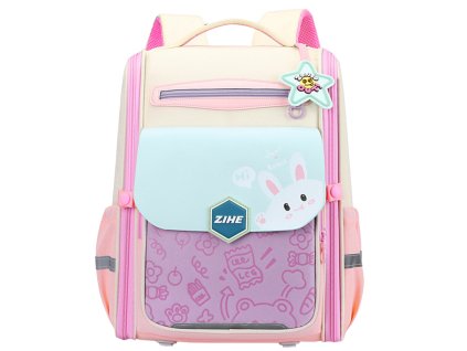 Školní batoh s králíčkem pás na hrudníku pastelový 21L