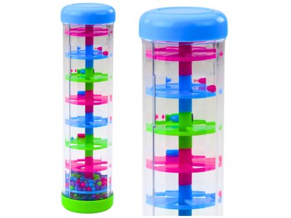 Kaleidoskopická senzorická tuba s dešťovým efektem, chrastítko s barevnými kuličkami 20cm