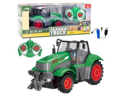 RC Traktor Zemědělský Dálkově Ovládaný Zelený 1:24