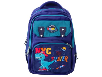 Dětský školní batoh s hrudním pásem dinosaurus modrý 41x30x16 cm