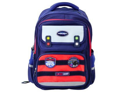 Dětský školní batoh s hrudním popruhem modro-červený Vesmír 20L 38cm