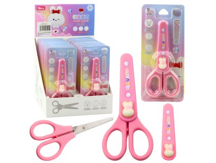 Školní nůžky s ochranným krytem ozdobný bílý zajíček 14cm