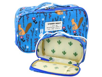 Školní pouzdro Organizer Prostorný Další Kapsička Modré 21,5 cm