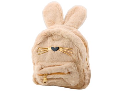 Dětský Batoh Plyšový Králík Uši Nos Vousky Béžový 3L 22cm