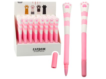 Gelové Pero Kočičí Tlapa Modrý Inkoust Růžové Víčko 16,5cm