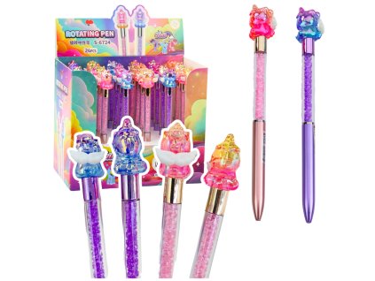 Gelové Pero s Figurkám Jednorožce Barevné Černý Inkoust Mix