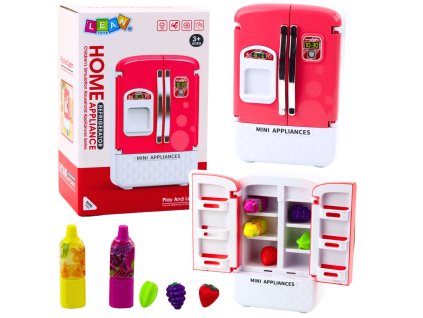 Dětská Hračka Lednička - Ovoce, Džusy, Zvuková a Světelná Funkce, Růžová