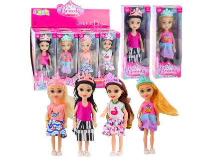 Mini Panenka Princezna S Korunkou Barevné Šaty 14cm Mix