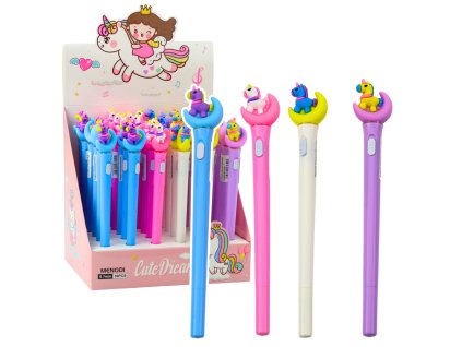 Svítící Pero Jednorožec na Měsíci Modrý Inkoust 0,7mm Mix