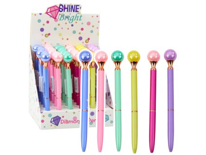 Kuličkové Pero s Velkou Perlou Otočný Mechanismus Modrý Inkoust 1.0mm Mix