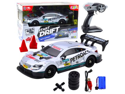 RC Závodní Drift Auto Stříbrné 30 km/h 1:16