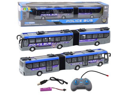 Dálkově Ovládaný Kloubový Policejní Autobus RC Světla Šedý 1:32