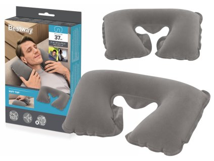 Nafukovací Cestovní Polštář 46 x 28 cm Límec Šedý Bestway 67006