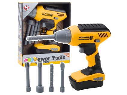 Akumulátorová dětská vrtačka 4 výměnné bity LED světlo