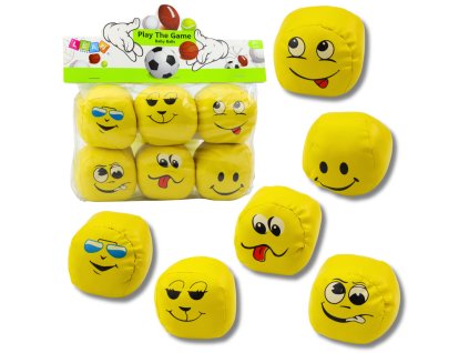 Měkké Sportovní Míče Emotikony Žluté Sada 6ks 7cm